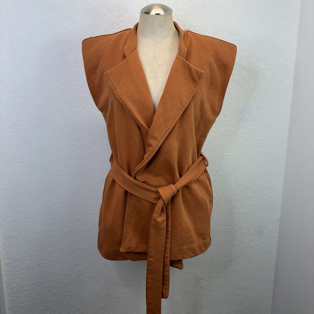 Terea By Andrea Pitter Burn Orange Sleeveless Vest Size S with pockets, casual